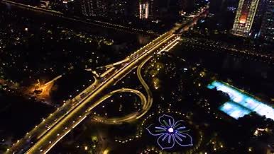 航拍广州城市夜景车流桥梁交通城市晚上4k视频的预览图